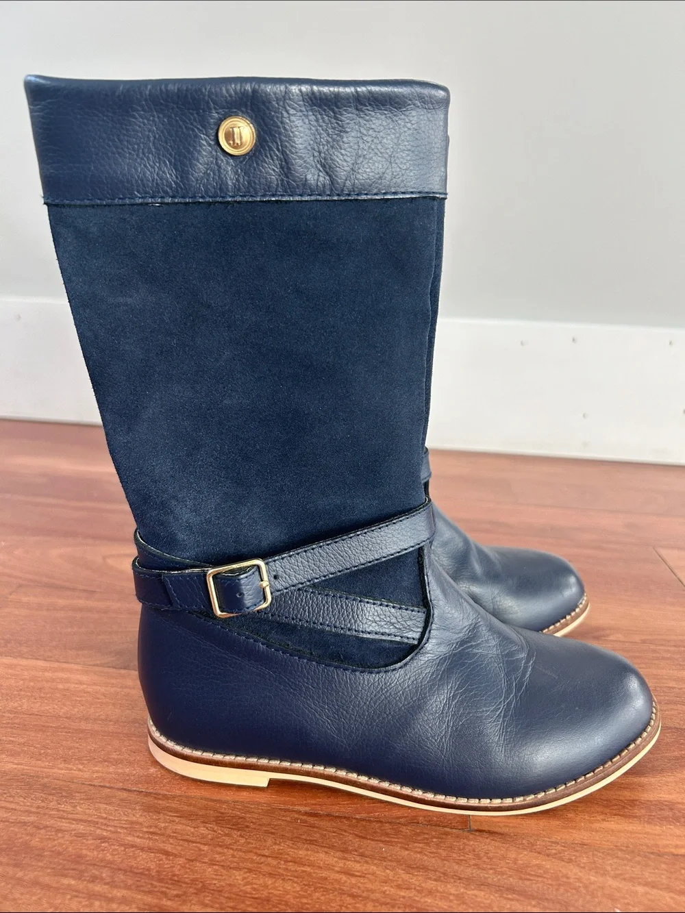 Janie and Jack Navy Leather Riding Boots SZ 13 Equestrian Preppy Classic Tall